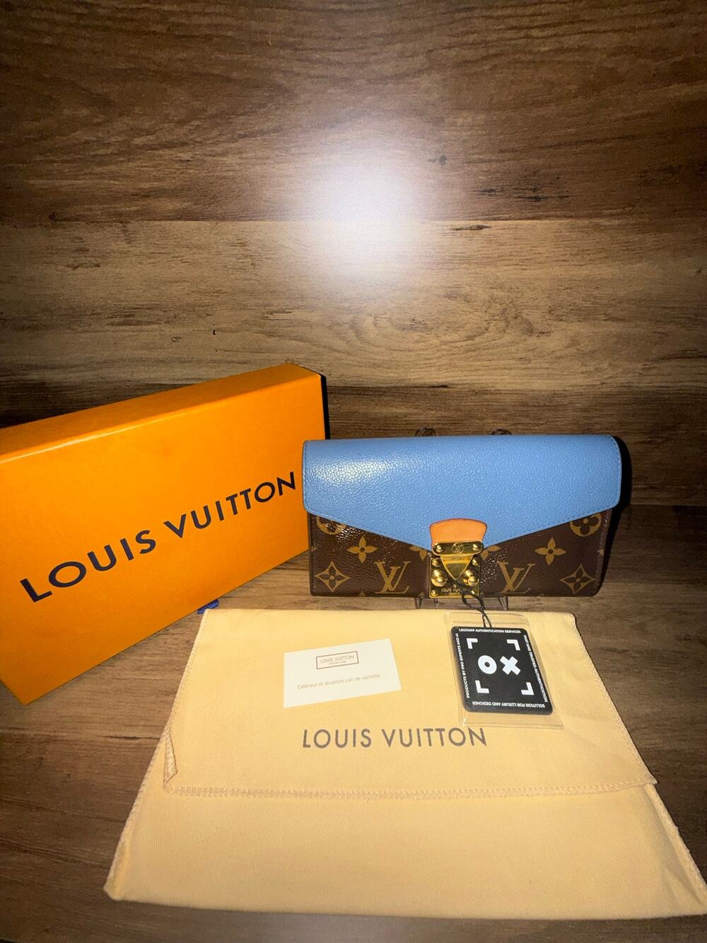 Louis Vuitton Monogram Pallas Wallet Blue Jeans Leather M61287 S-Lock